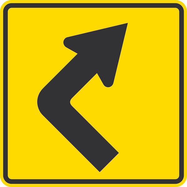 Lyle W1-1R, Right Turn Symbol, 30x30, High Intensity Prismatic, Yellow G-15438-HI_30x30 - main