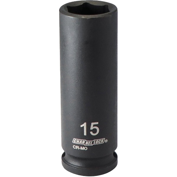 Channellock 3/8'' Drive 15 mm 6-Point Deep Metric Impact Socket S1815800122018001 - main