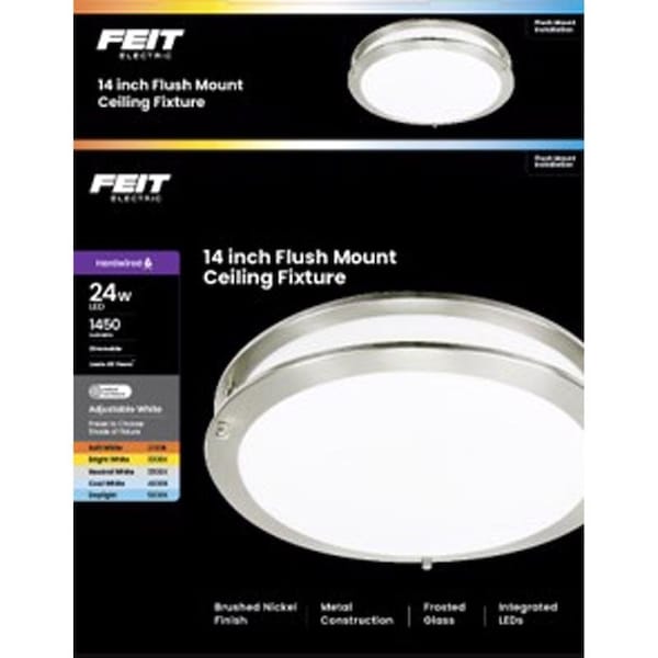 Feit Electric Brushed Nickel Ceiling Fixture 24W 14in FM14SAT/6WY/NK - main