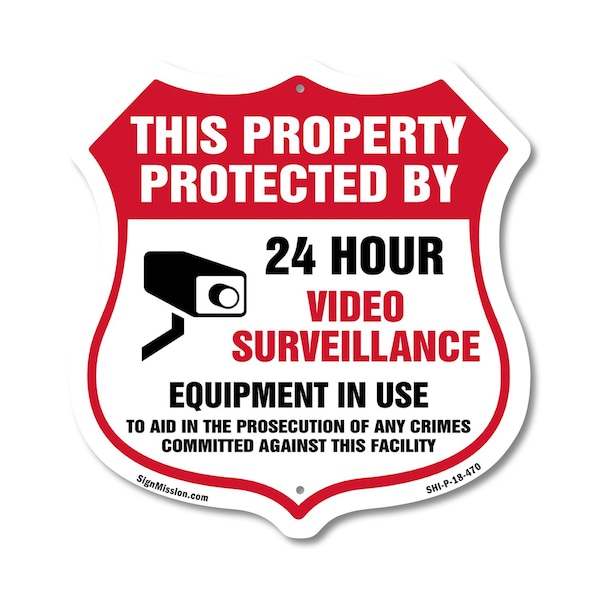 Signmission Video Surveillance Shield Sign This Prop, 18 Inch X 18 Inch, Plastic Sign SHI-P-18-470 - main