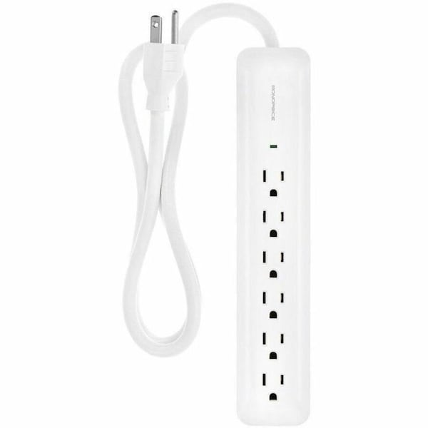 Monoprice Power Strip, Surge, 5-15R, 5-15P, 3 ft, White 9198 - main