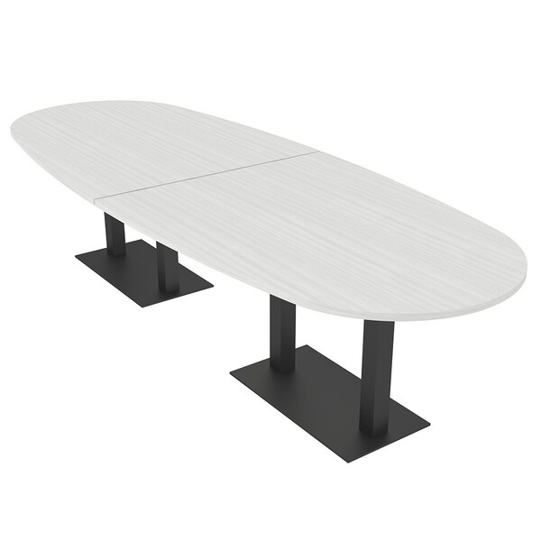 Skutchi Designs Boval Conference Table With Power, 48 in W, 120 in L, White HAR-BOVL-48X120-DOU.BK-WA7976-NA - main