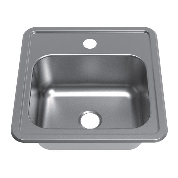 Kingston Brass 15-Inch Stainless Steel Self-Rimming Single Bowl Drop-In Bar Prep Sink, 1-Hole with Strainer KGKTS151511 - main