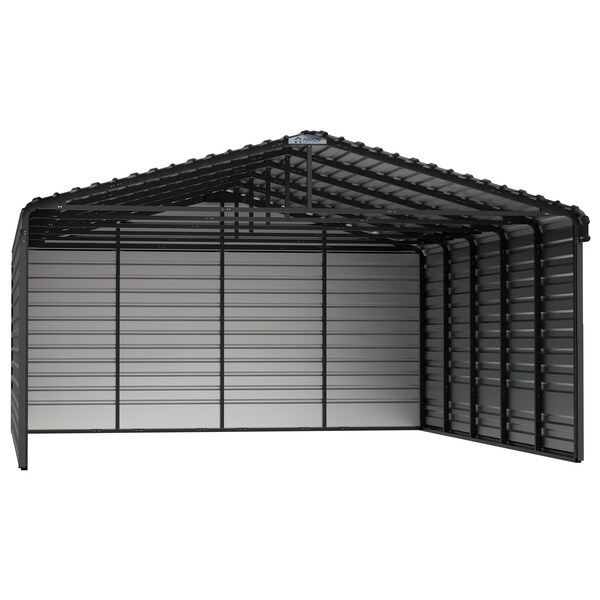 Arrow Storage Products 20 x 24 x 9 ft Charcoal Steel Carport with 3 Wall Kits CPHC202409ECL3 - main