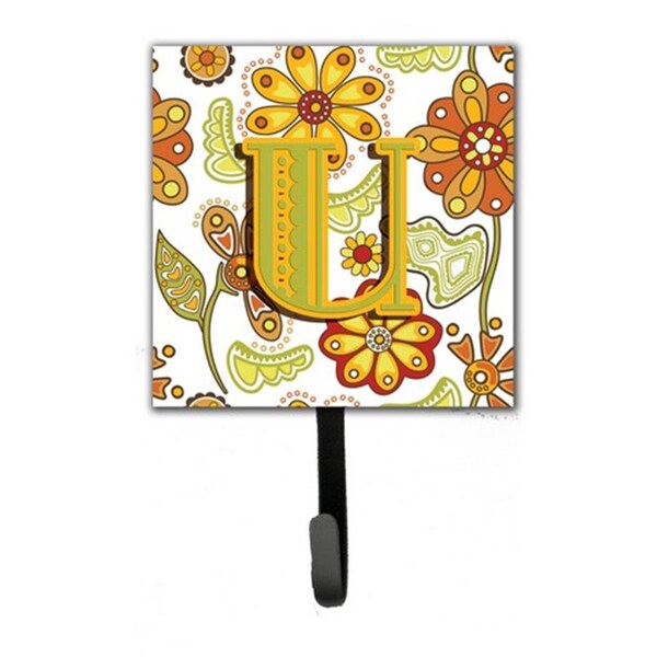 Carolines Treasures Letter U Floral Mustard And Green Leash and Key Holder CJ2003-USH4 - main