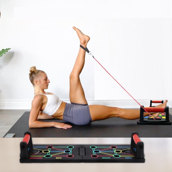 Buena Salud Ztech 9-in-1 Push Up Rack Board Fitness System with Resistance Bands, Multi Color BU2690716 - main