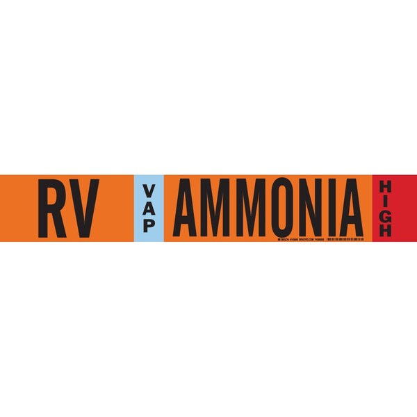 Brady RV VAP AMMONIA HIGH Pipe Marker, 2.25in H x 14in W, Fits Pipes 2.5in Dia. Thru 7.875in Dia. 145849 - main
