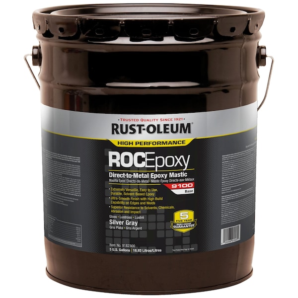 Rust-Oleum Epoxy Mastic Coating Base, Silver Gray, Gloss, 5 gal, 125 to 225 sq ft/gal, 9100 Series 9182300 - main