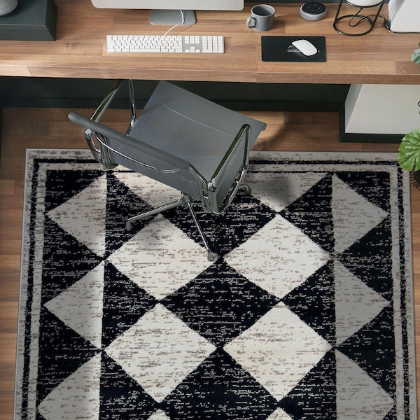 World Rug Gallery Geometric Bohemian Area Rug 4 ft x 6 ft Black WR99BLACK4X6 - main