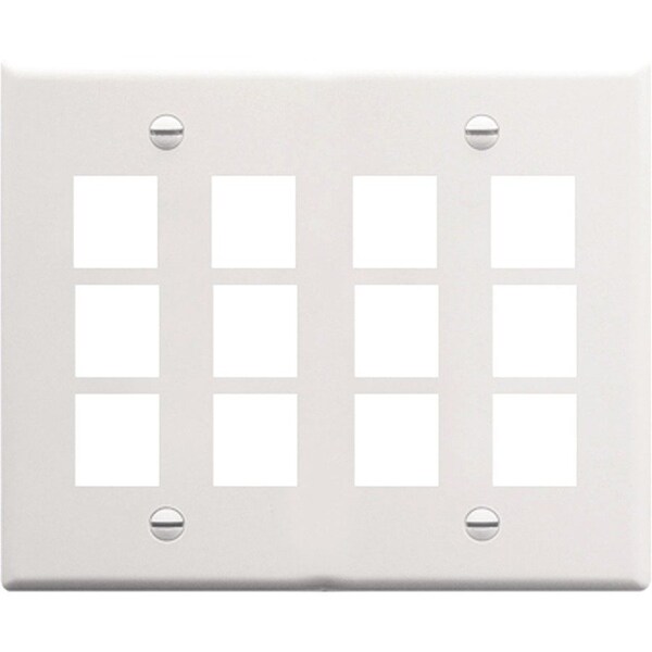 Icc 12-Port Flat Faceplate, 2-Gang, White IC107F12WH - main
