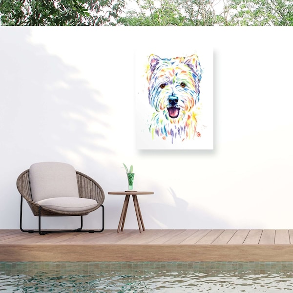Trademark Fine Art Outdoor Canvas Art Lisa Whitehouse 'Westie' Wall Art for Patios, or Gardens GRL01966-OC2432WR - main
