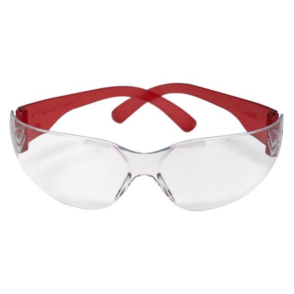 Bison Life Safety Glasses, Anti-Scratch, Clear Lens Red Temple Lens, Frameless BLSH-ESCR-CLLCT-SG2R-12 - main