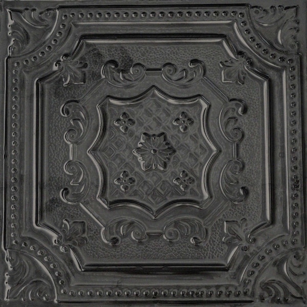 Shanko All Day Tony Pattern 612 Antique Onyx Surface Mount Vintage Hand Painted Standard Ceiling Tiles, 6PK ADT612-NU-STD-ATONY-6 - main