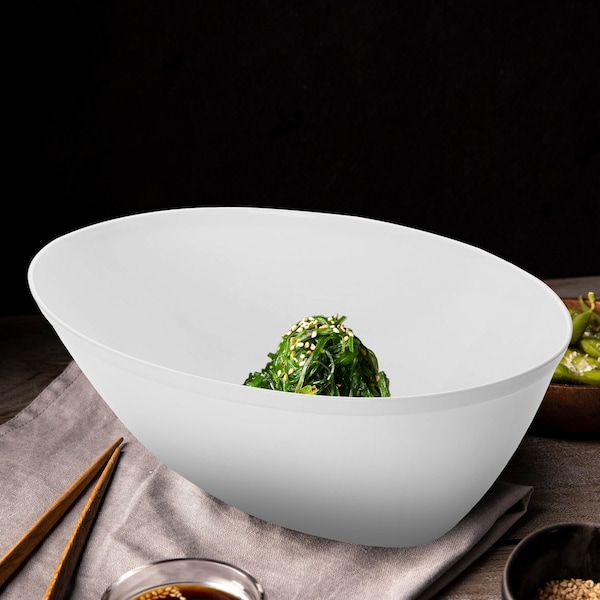 Smarty Had A Party 2 qt. White Oval Plastic Serving Bowls (24 Bowls), 24PK 6912-CASE - main