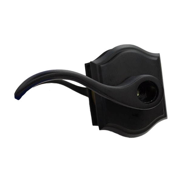 Baldwin Entry Curve Lever and Traditional Arch Rose with 6AL Latch and Dual Strike Satin Black Finish ENCURTAR190 - main