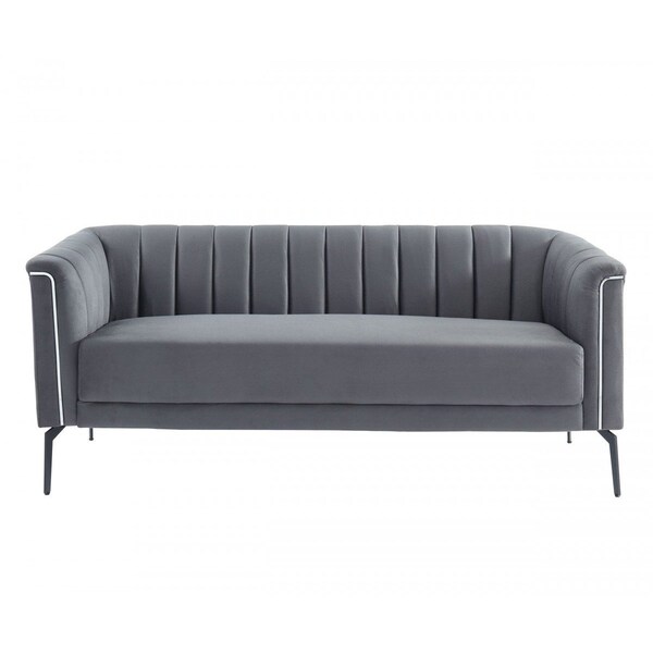 Homeroots 76" Dark Gray Sofa With Silver Legs 480907 - main
