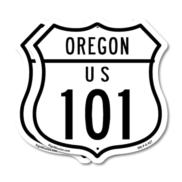 Signmission Oregon Route Marker Shield Sign Us 101, 6 inch X 6 inch, Plastic Sign, 2PK SHI-P-2PACK-6-427 - main