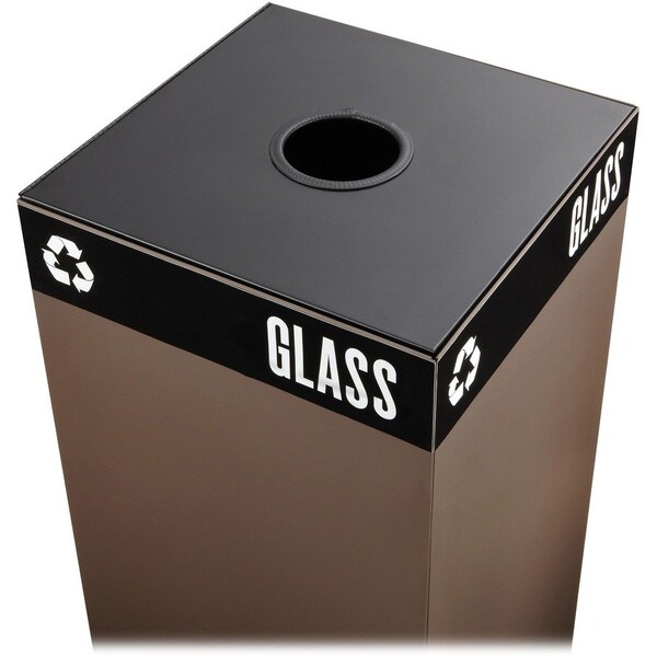 Safco Public Square 25 gal Recycling Lid, Flat Black, Steel, 1 Openings 15 in W/Dia 2988BL - main