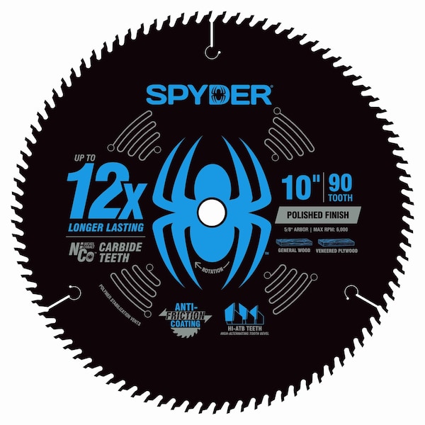 Spyder 10-Inch 90-Tooth Polished Finish Saw Blade for Wood 13095 - main