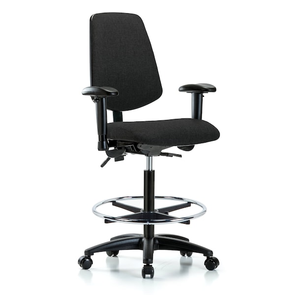 Blue Ridge Ergonomics Fab Hi Bench Chair, Med, Bk, CF, Cast, Blk, 6-Way Adjustable, 26" to 35-1/2" Height, Black BR-FHBCH-MB-RG-T1-A1-CF-RC-F42 - main