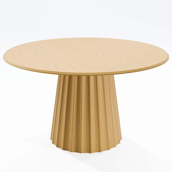 Homeroots 52" Brown Solid Wood Pedestal Base Round Top Dining Table 721025 - main