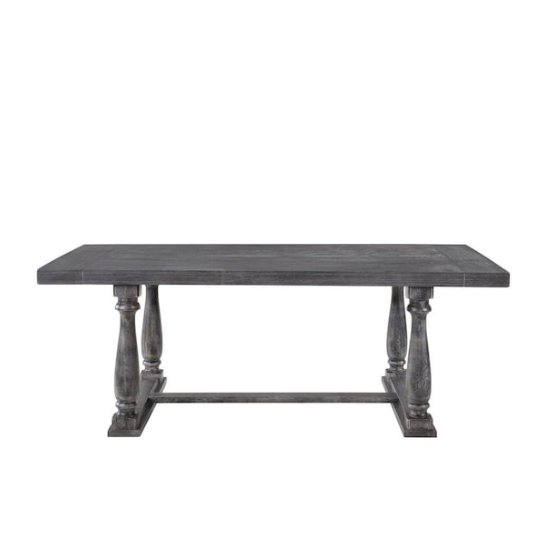 Homeroots 84" Gray Wood Trestle Base Dining Table 631268 - main