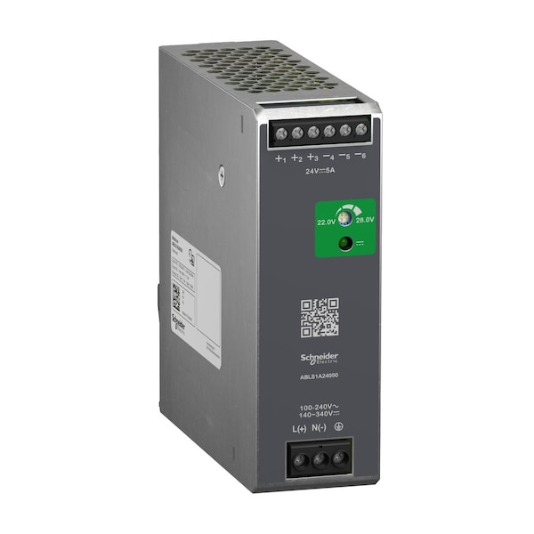 Schneider Electric Power Supply, 100 to 240V AC, 24V DC, 120W, 5A, DIN Rail ABLS1A24050 - main