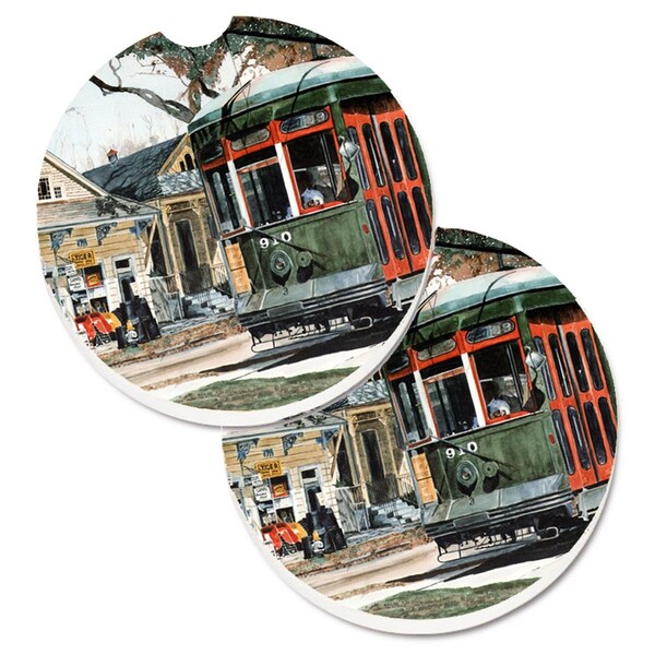 Carolines Treasures New Orleans Street Car Set of 2 Cup Holder Car Coaster 8108CARC - main