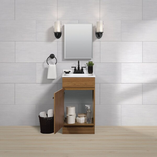 Zenith Zenna Home Oak 18'' Wx35'' Hx16''D Vanity with Wht Cultured Marble Top RBC18KK - main