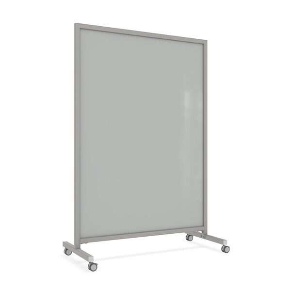Ghent EZ Mobile Glassboard, Aluminum Frame, Magnetic, 75"H x 50"W, Gray EZ1MA7550GY - main