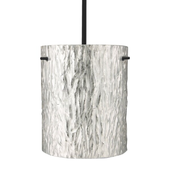Besa Lighting Besa Tamburo 8 Stem Pendant, Stone Silver Foil, Black Finish, 1x 11W LED 1TT-4006SS-LED-BK - main