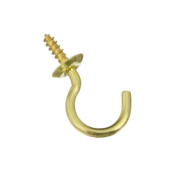 National Hardware Cup Hook, 0.37 in Opening, 1.31 in L, Brass, 5PK N119-669 - main