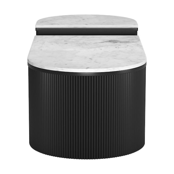 Homeroots Set of Two Black And White Wood And Faux Marble Oval Drum Bunching Coffee Tables 576838 - main