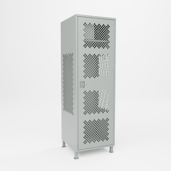 Pucel Athletic Gear Locker, 24 in W x 72 in H x 24 in D, Perforated Door, Top Cabinet, 4 in Legs, Gray GL-2472-24-DTL - main