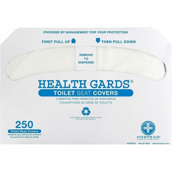 Hospeco Health Gards Toilet Seat Covers, Half-Fold, White - Case of 1000 HG-1000 - main