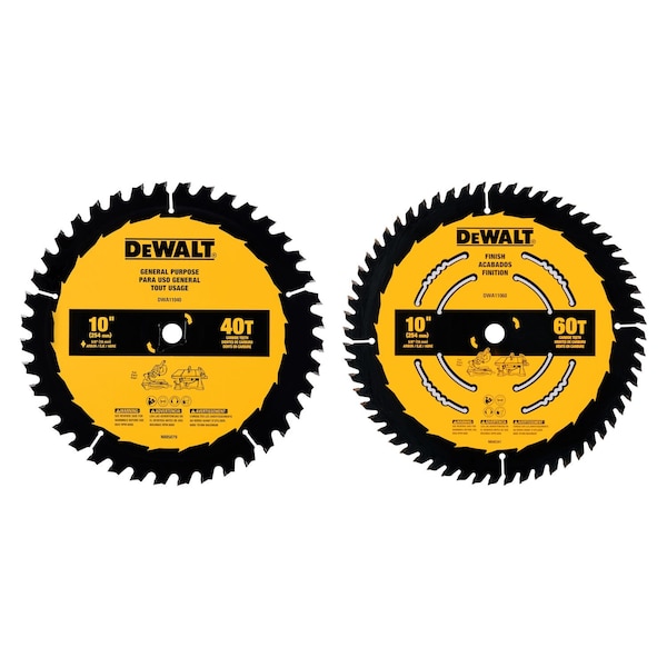 Dewalt CircularSawBlade, Carbide, Dia:10", PK2 DWA110CMB - main