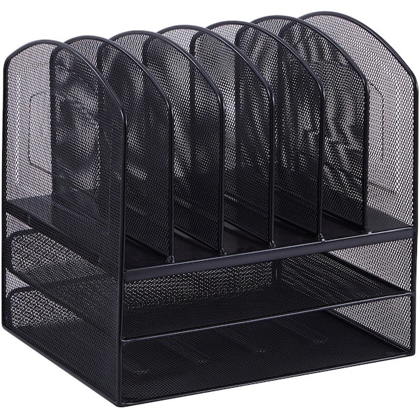 Lorell Mesh Desk Organizer, 8 Compartments, Horizontal/Vertical, Black LLR37523 - main