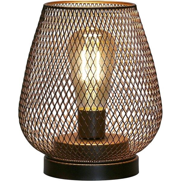 Homeroots 7" Black Metal Novelty Bedside Lamp With Black Cone Shade 636354 - main