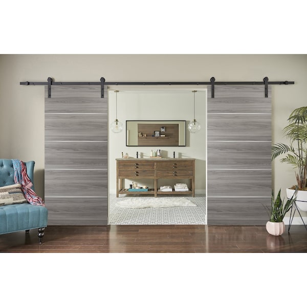 Sartodoors Sliding Double Barn Doors with Hardware, Planum 0020 Ginger Ash, 13FT Rail Hangers Sturdy Set, Mode PLANUM0020DB-GA-84 - main