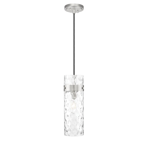 Z-Lite Fontaine 1 Light Pendant, Brushed Nickel/Clear Water, 5.75 In W x 15 In H 7002P5-BN - main