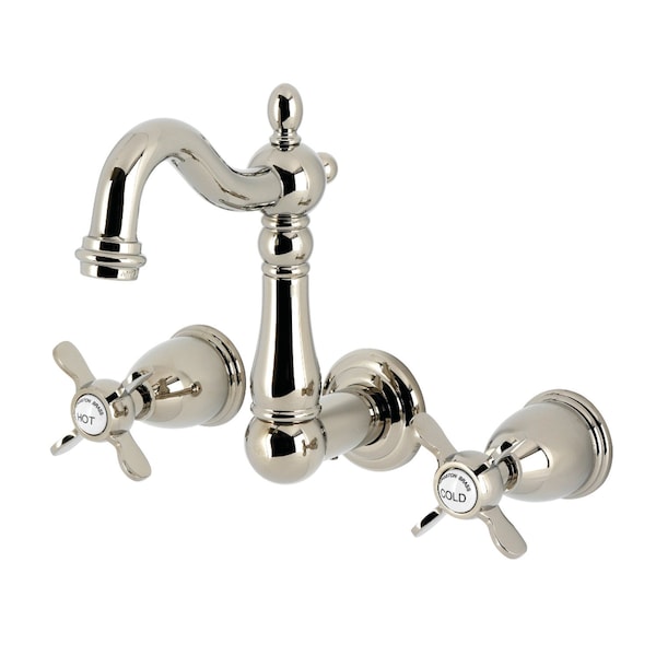 Kingston Brass Double-Handle Wall Mount Bathroom Faucet, Polished Nickel KS1226BEX - main