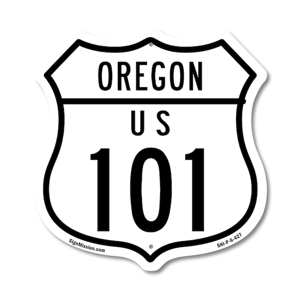 Signmission Oregon Route Marker Shield Sign Us 101, 6 Inch X 6 Inch, Plastic Sign SHI-P-6-427 - main