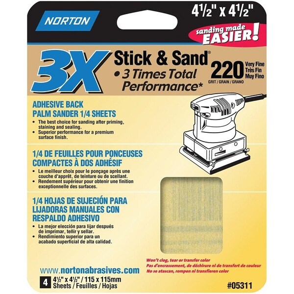 Norton Co Sandpaper Sheet 220G 4.5X4.5In 05311 - main