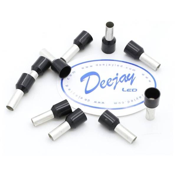 Deejay Led Ferrule Crimp Connector Style for 8 Gauge Wire BLACK insulator TBHCLAMP8BLACK - main