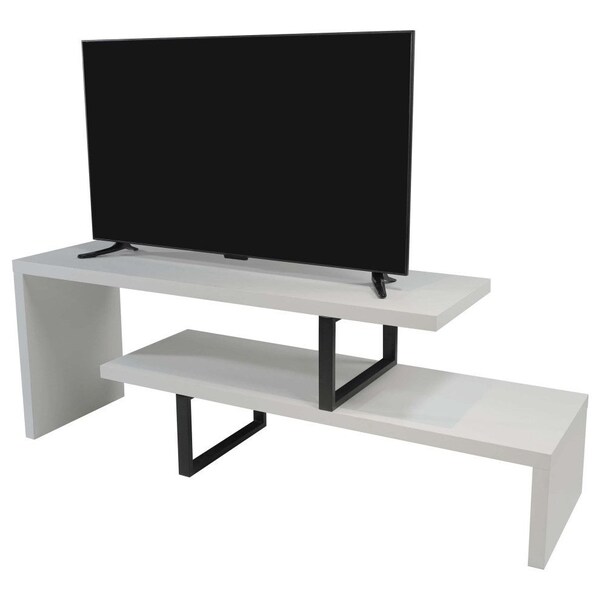 Leisuremod Orford TV Stand with MDF Shelves and Powder Coated Iron Legs, White ORS88W - main