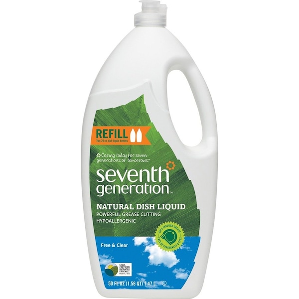 Seventh Generation Natural Dishwashing Liquid, Free and Clear, 50 oz Bottle, 3PK 22724CT - main