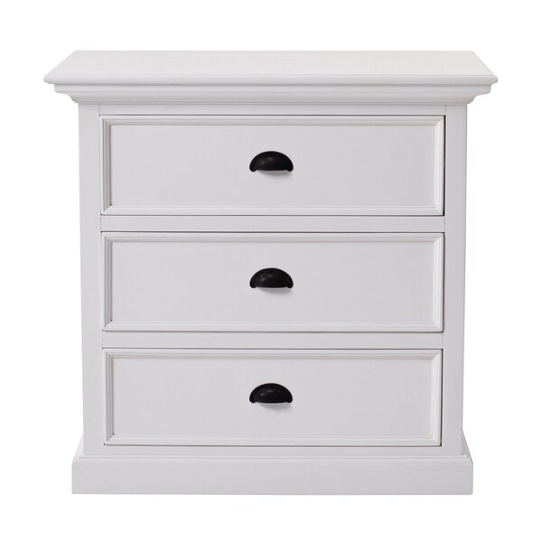 Homeroots Classic White Large Three Drawer Nightstand 397618 - main