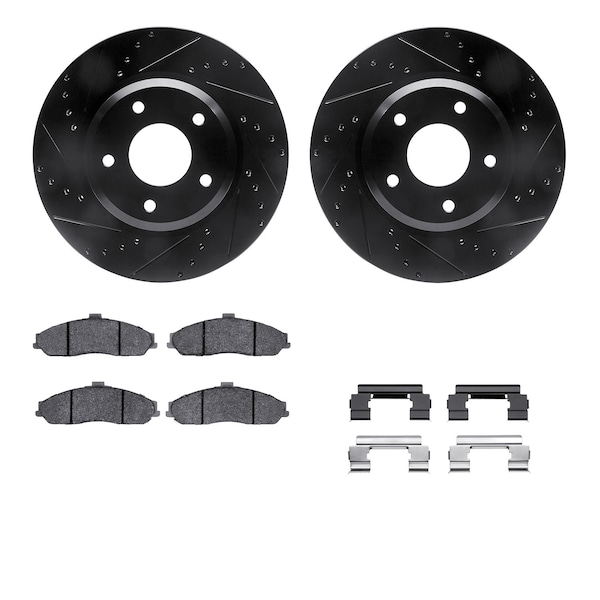 Dynamic Friction Co DFC Rotors-Drilled & Slotted-Black w/ EURO 5000 Ceramic Brake Pads Incl Hdw 8612-52002 - main