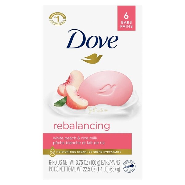 Dove Rebalancing White Peach and Rice Milk Beauty Bar Soap, 22.5 Ounce, 12PK 69968873 - main