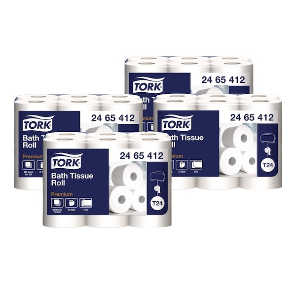 Tork Tork Premium Poly-Pack Bath Tissue, Septic Safe, 2-Ply, White, 4.1-Inch X 4-Inch, 400 Sheets 2465412 - main